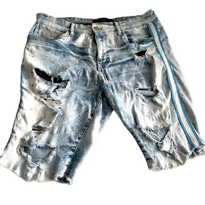 Jordan Craig Shorts Mens Size 36 Distressed Denim Vegas White Striped Holes Frey